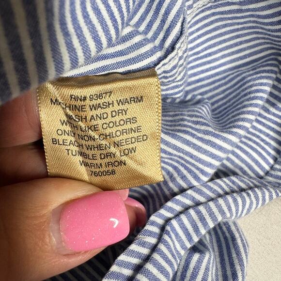 The Foundry Men's size 2XLT Big & Tall Blue Stripe Button Down Long Sleeve Shirt - Picture 5 of 9